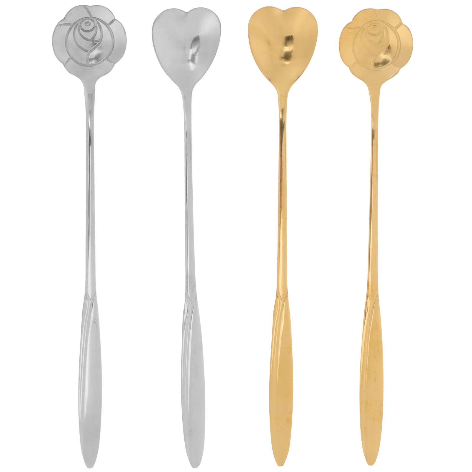 

1Set Stainless Steel Heart Flower Coffee Spoons Long Handle Mixing Spoons for Coffee Tea Dessert Ice Cream Kitchen Use