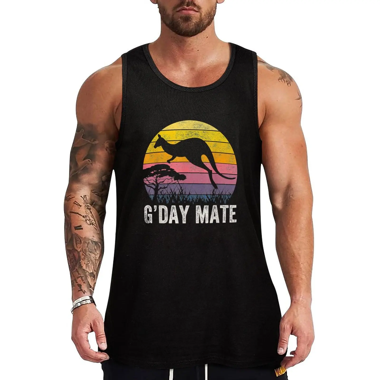 Australia G'Day Mate Shirt Funny Kangaroo Australian Symbol Tank Top t-shirt for men anime clothes