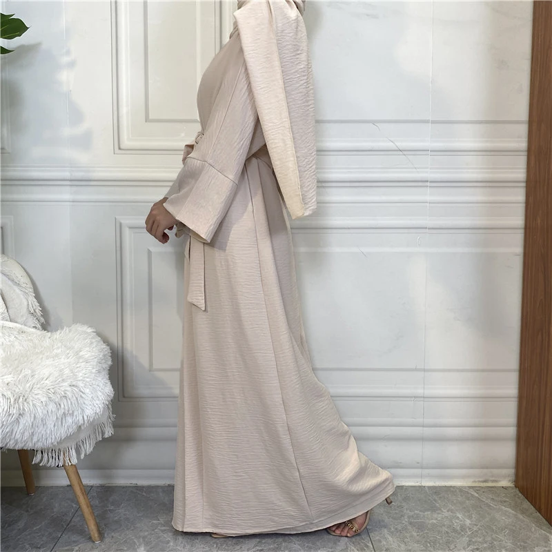 Two piece set Robe Solid Cardigan Abaya Long Dress Pocket Fashion Party Evening Women Muslim Kaftan Jalabiya Women\'s clothing