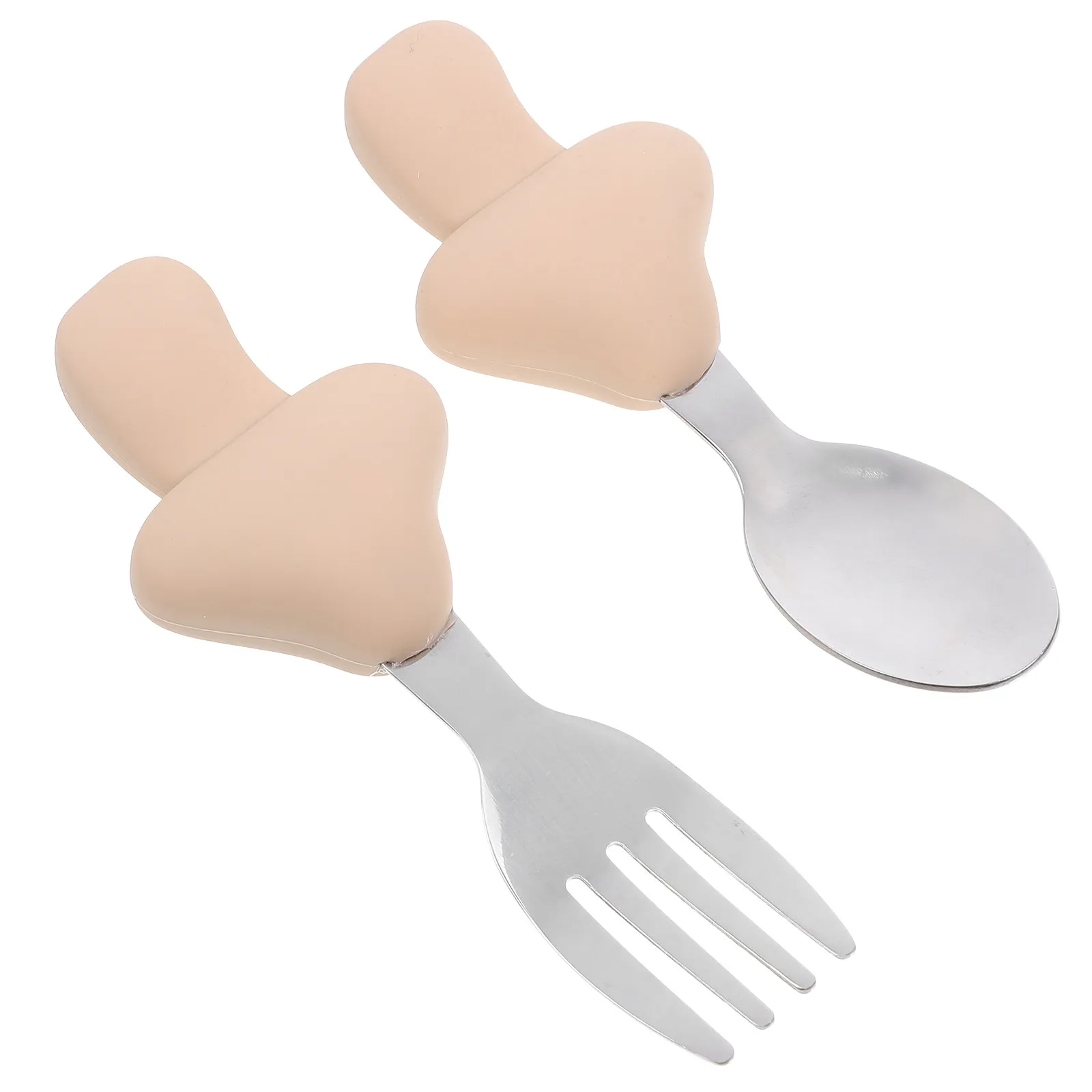 

Набор из 1 ложки и вилки для малышей: силиконовые ручки, безопасные, нетоксичные, для развития хватательных навыков, координации рук и глаз, ложка для прикорма