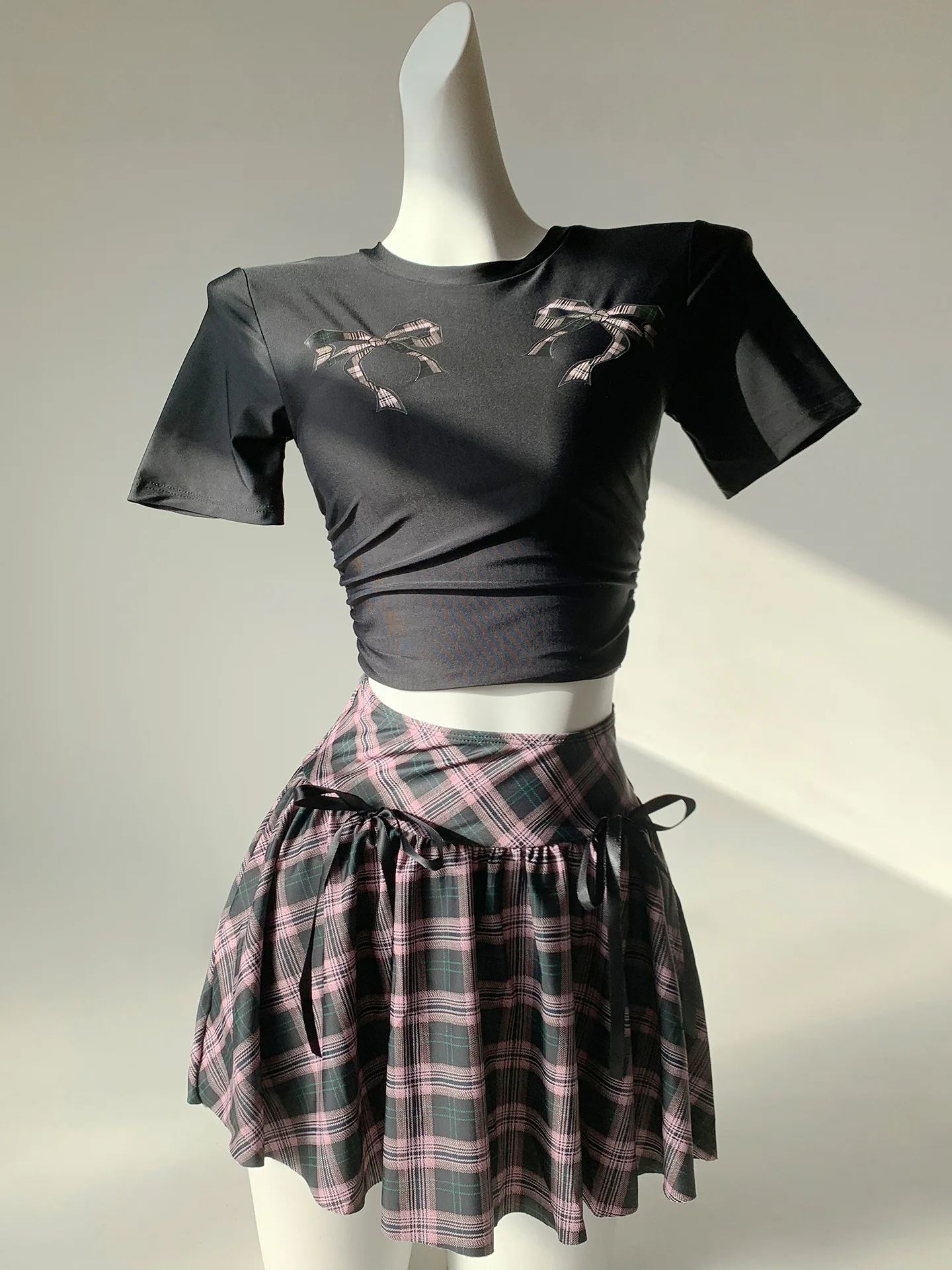 

Polka Dot Knot Bikini Two Piece Swimsuit Women's New Style Vacation Hot Spring Soaking Meat Covering Skirt Pants