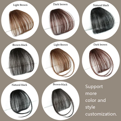 Imagen 2 del producto Flequillo de pelo falso, peluca con flequillo de aire Natural, extensiones con Clip, flequillo de aire sintético, flequillo fino con patillas, postizos