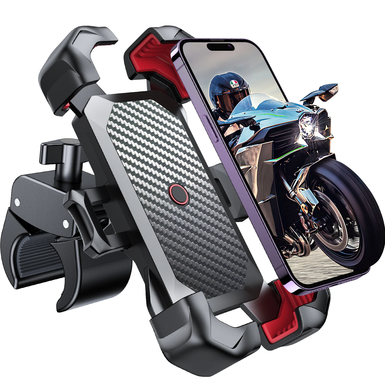 

Joyroom Universal Motorcycle Phone Holder 360° View Bicycle Phone Holder Shockproof Bracket GPS Clip For 4.7-7” Mobile Phones