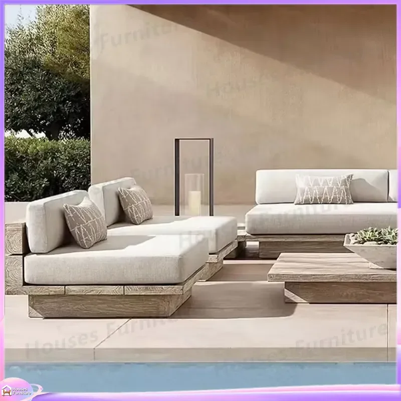 Outdoor Rattan Wicker Deck Chair Wooden Frame Poolside Lounge Garden Patio Furniture High Quality Courtyard Sofa Direct Sale