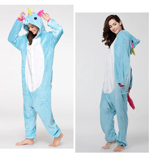 New Animal Adult Blue Unicorn Onesie Kigurumi Pajama Cartoon Costume halloween Party Jumpsuits Suit Sleepwear Plus Size AliExpress 200574005