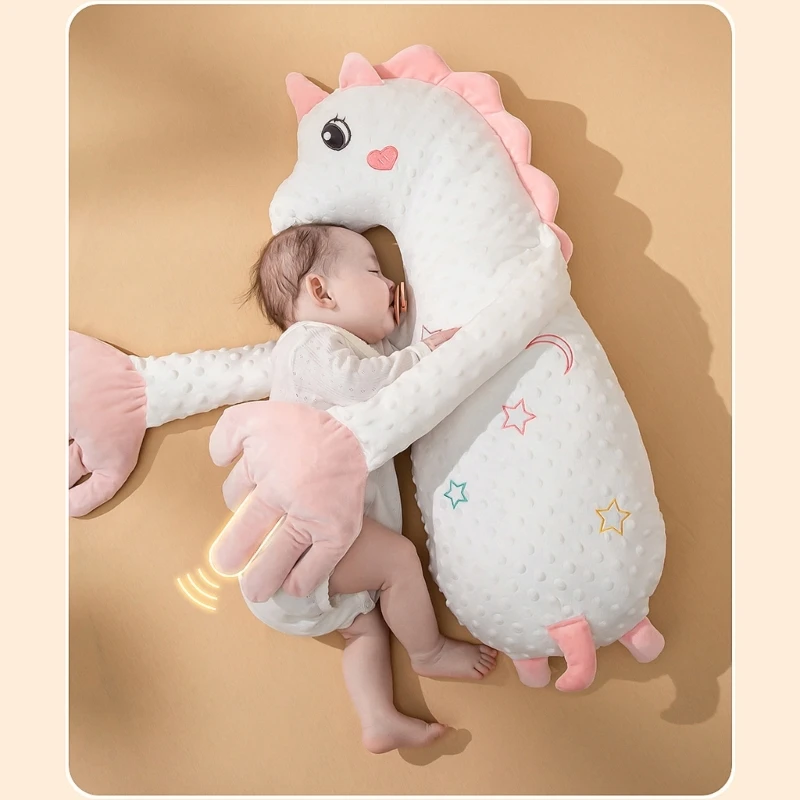 Cartoon Dinosaur Baby Exhaust Pillow Soothing Hand Pacify Doll Toy Beats and Soothes Her Palm for Restful Sleep Independent