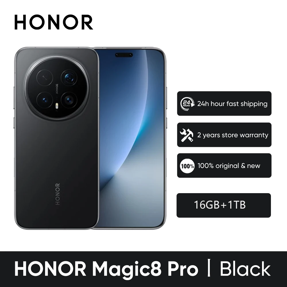 Globale versie Honor Magic 8 Pro 5G smartphone, Snapdragon 8 Elite Gen 5, 200MP Aimage-camera, 7100mAh, 100W, 6,71'' OLED, NFC, eSIM, Honor-telefoon
