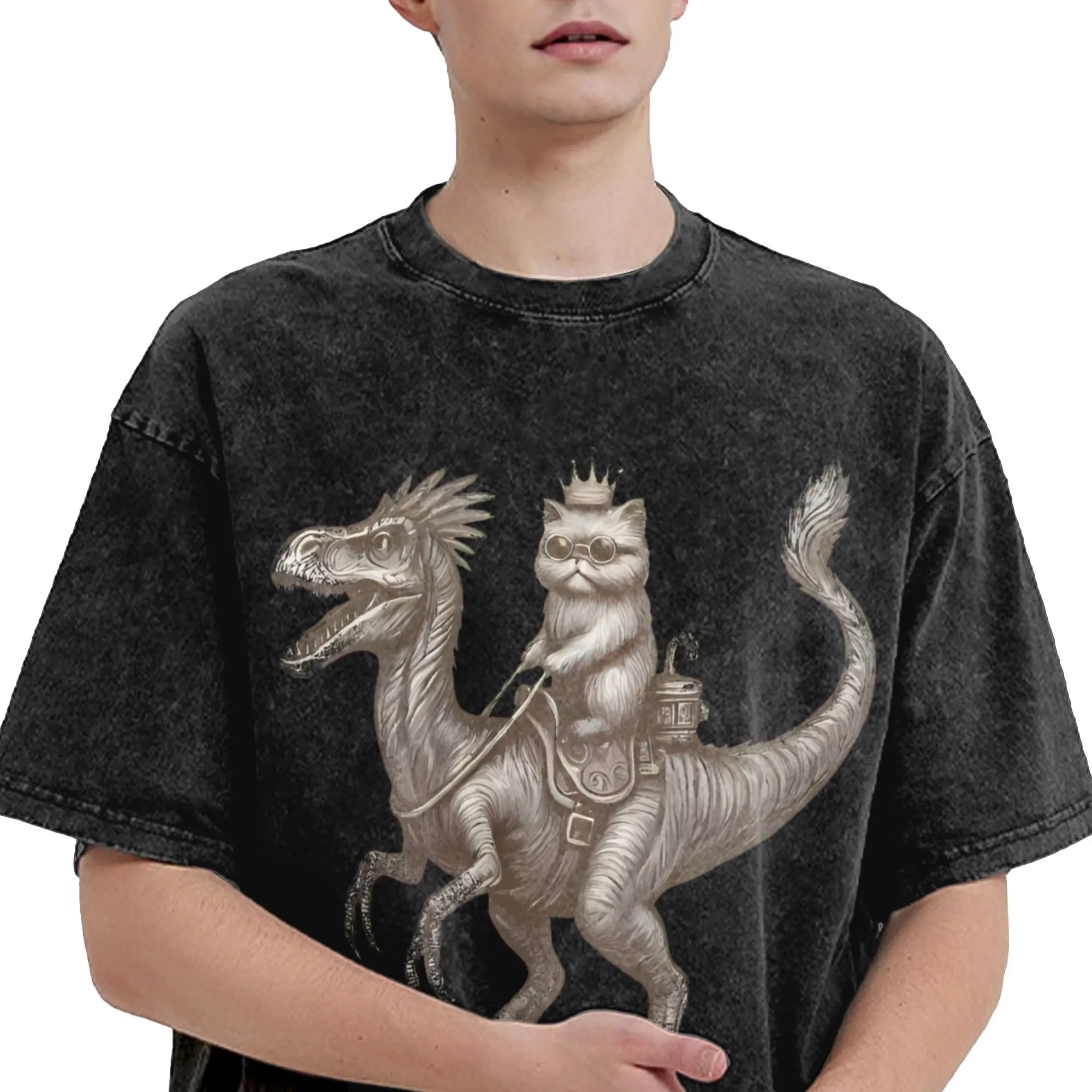 Carl And The Princess Donut and Mongo Dungeon Crawler Carl  Washed T Shirts Streetwear Hip Hop T-Shirts  Tee Shirt Men Women