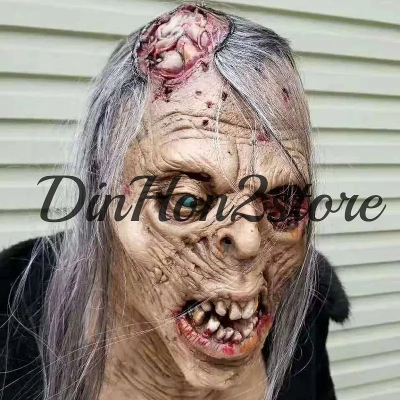 Horror Hooded Mask Halloween Zombie Scary Masquerade Party Haunted Room Zombie Trick Props