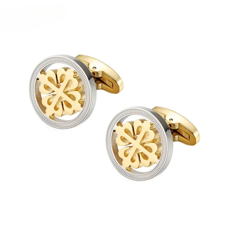 Light Luxury Gold Silver Cufflinks, High-end Stainless Steel French Style Shirt, Cufflinks, Men's Business