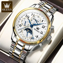 OLEVS 6667 Mechanical Business Watch Gift Stainless Steel Watchband Round-dial