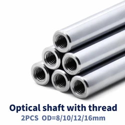 2PC linear shaft OD8/10/12/16/mm Length100-550mm with two ends of M4/M5/M6 thread hole depth of 8-16mm Chromed Harden Rod Shaft