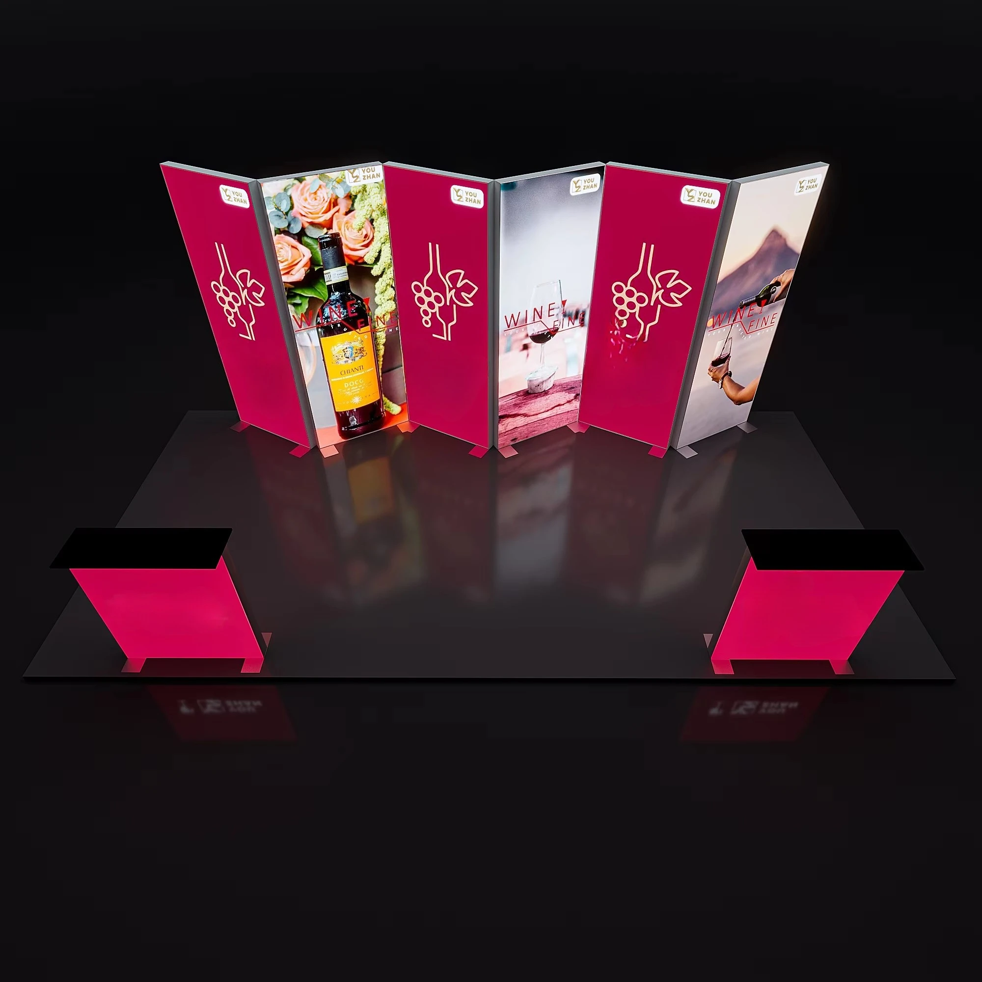 كشك عرض إعلاني من القماش قابل للطي والمحمول، صندوق إضاءة LED مخصص احترافي