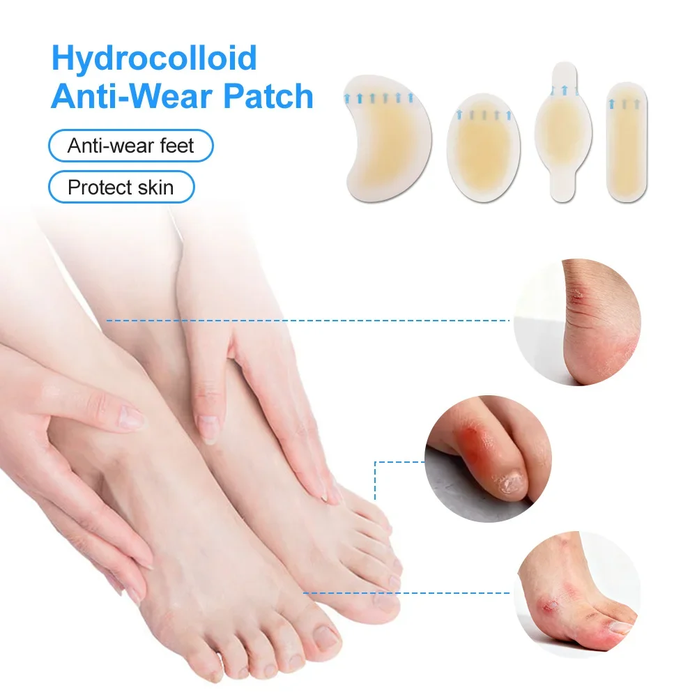 32 قطعة من اللدائن نفطة غير مرئية 4 أشكال من الجل الغرواني المائي ضمادات نفطة وسادة وسادة لكعب القدم وإصبع القدم وجلد الحراسة