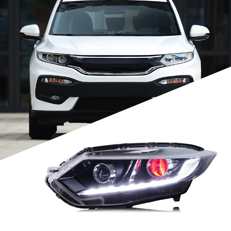 

Подходит для Honda 15-18 XRV в сборе, модифицированные светодиодные дневные ходовые огни xrv, ксеноновые фары с двойной линзой