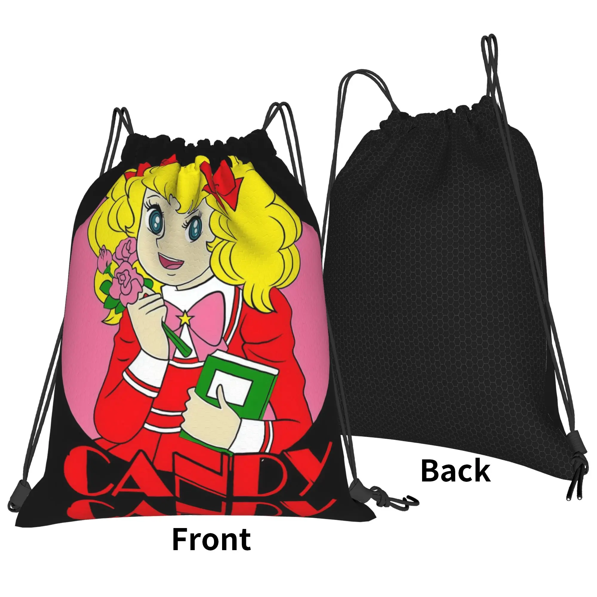 Fujiyaa Candy Anime Retro Red Portable Sports Riding Gym Drawstring Storage Sporty Backpacks
