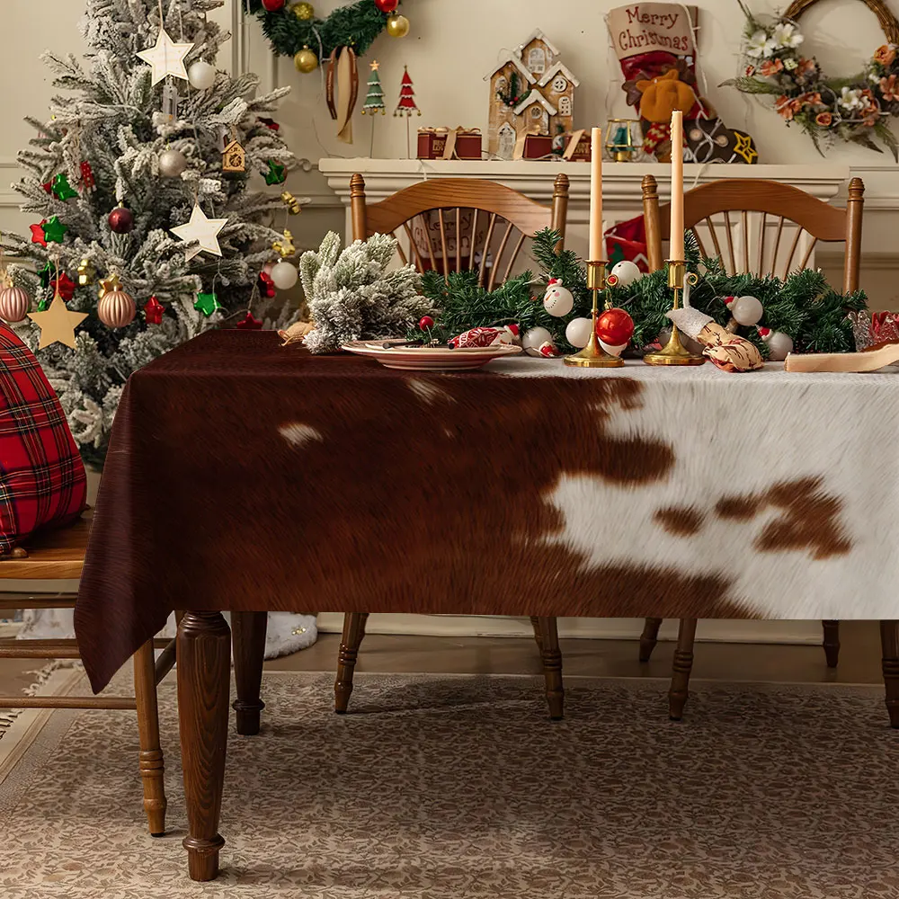 Brown with Beige Dots Waterproof table cloth, splash-proof tablecloth, for party, Halloween, Christmas, dining, camping