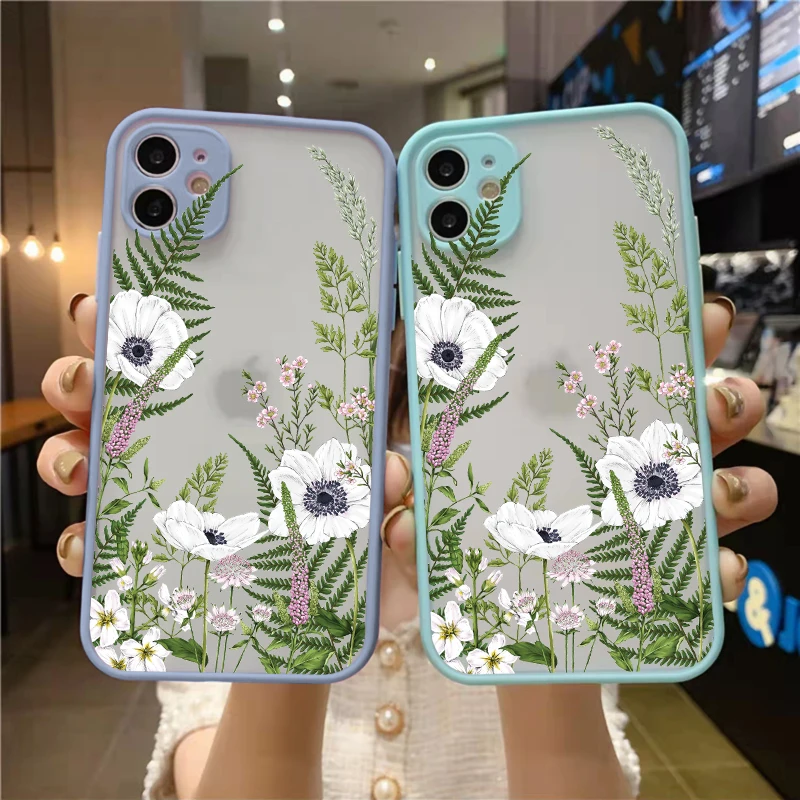 Flower Bud Phone Case for iphone 11 7 8 SE2 12 13 15 16 Pro Max 14 Plus Meticulous Plant for iphone X XS XR Back Hard Covers