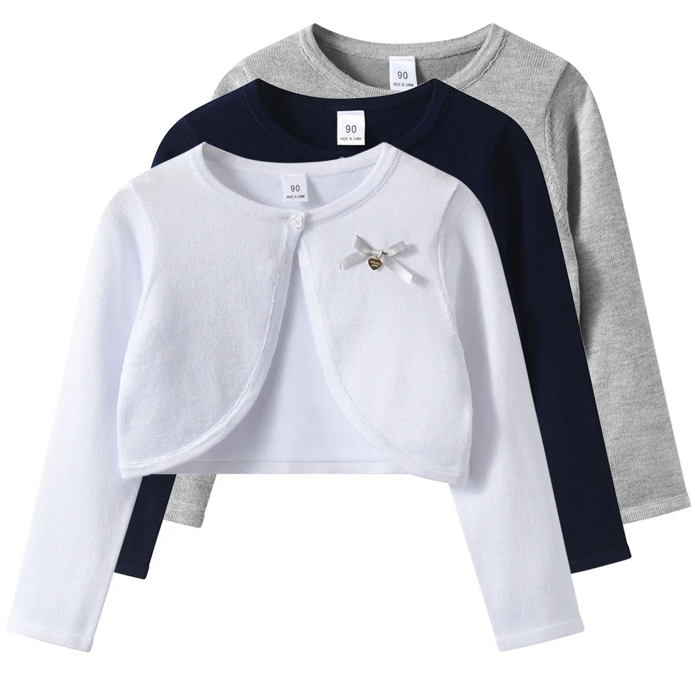 new delivery Long sleeve knitwear cardigan sweater young girl shawl 100%viscose spring autumn coat bow clothes 90-160 2-12y
