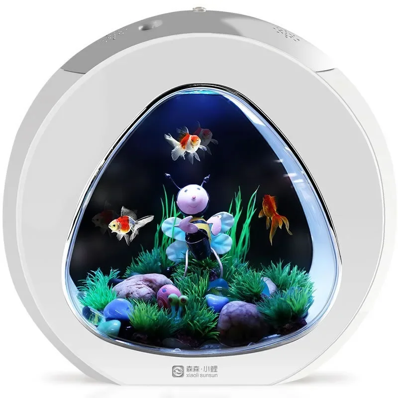 Fish Tank Aquarium Living Room Mini Desktop Creative Ornamental Goldfish Tank Office Ecological Fish Tanks JA-01 JA-02