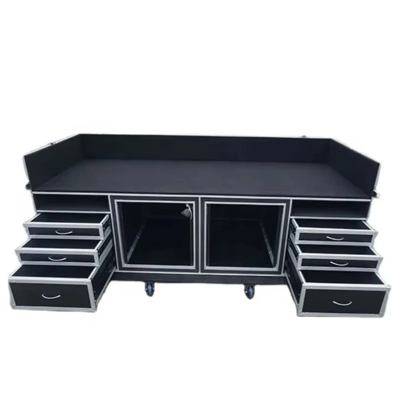 Black Folding Mobile DJ Booth Club Flight Case Holder/DJ Holder with Drawer Box