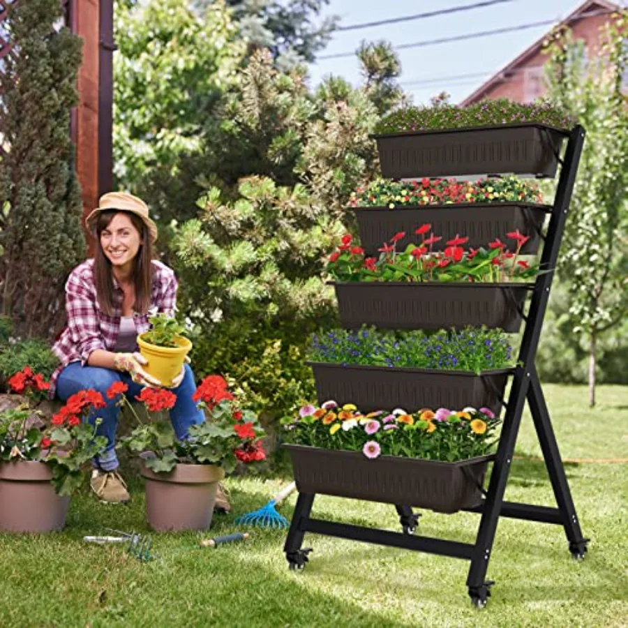

5-Tier Vertical Raised Garden Bed Vertical Garden Planter with Water Drainage Elevated Garden Bed for Vegetables Flowers Herbs