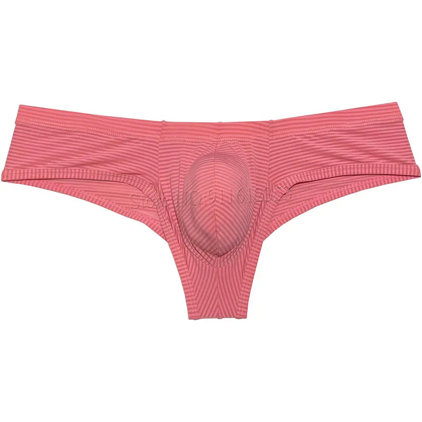 Slip boxer da uomo a righe Intimo bikini sottile in seta di ghiaccio Intimo maschile Cuecas Boxer Mini Enhance Pouch Box