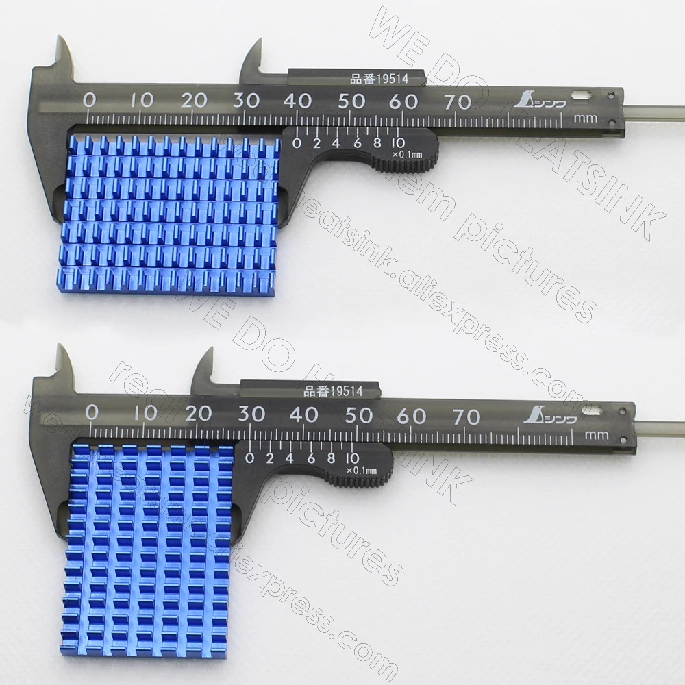 30x40x5mm Blue Electronic Heatsink 1.18x1.57x0.2 inch with Pre Thermal Conductive Tape Aluminum Heat Sink for MOS GPU IC Chip