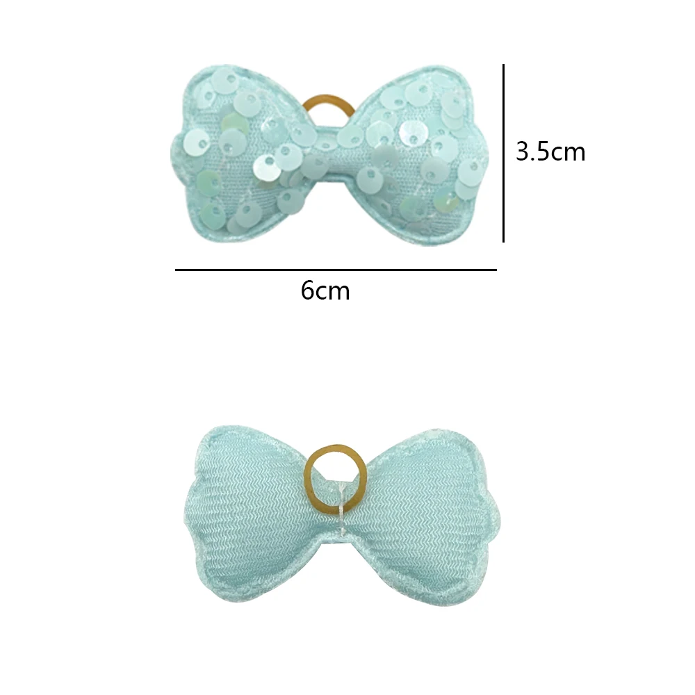 100pcs Sequins Style Dog Bowknot Pet Hair Bows Decorate Bows with Rubber Band for Small Dogs Puppy Pet Headwear Dog Accessories