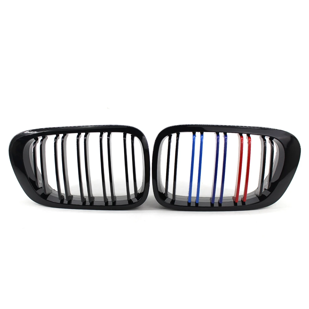 

Glossy Black Double Slats M-Color Front Kidney Grille Grill for BMW E46 M3 328i 325Ci 330Ci 99-02 2D 51138208685