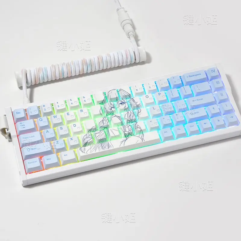74 Kes Roxy Anime Keycaps Game Cute Keycaps PBT Key Caps Dye-Sub Cherry for Mechanical Keyboard Wooting 60 68