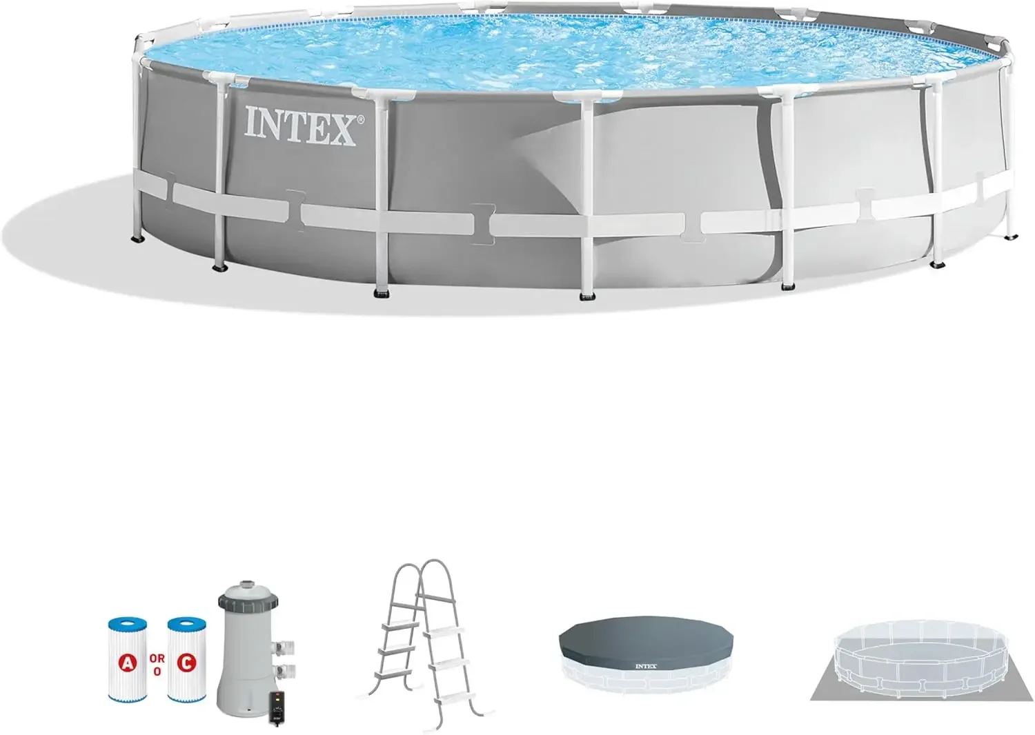 Intex 26723EH Prism Frame Premium Above Ground Swimming Pool Set: 15ft x 42in – Includes 1000 GPH Cartridge Filter Pump