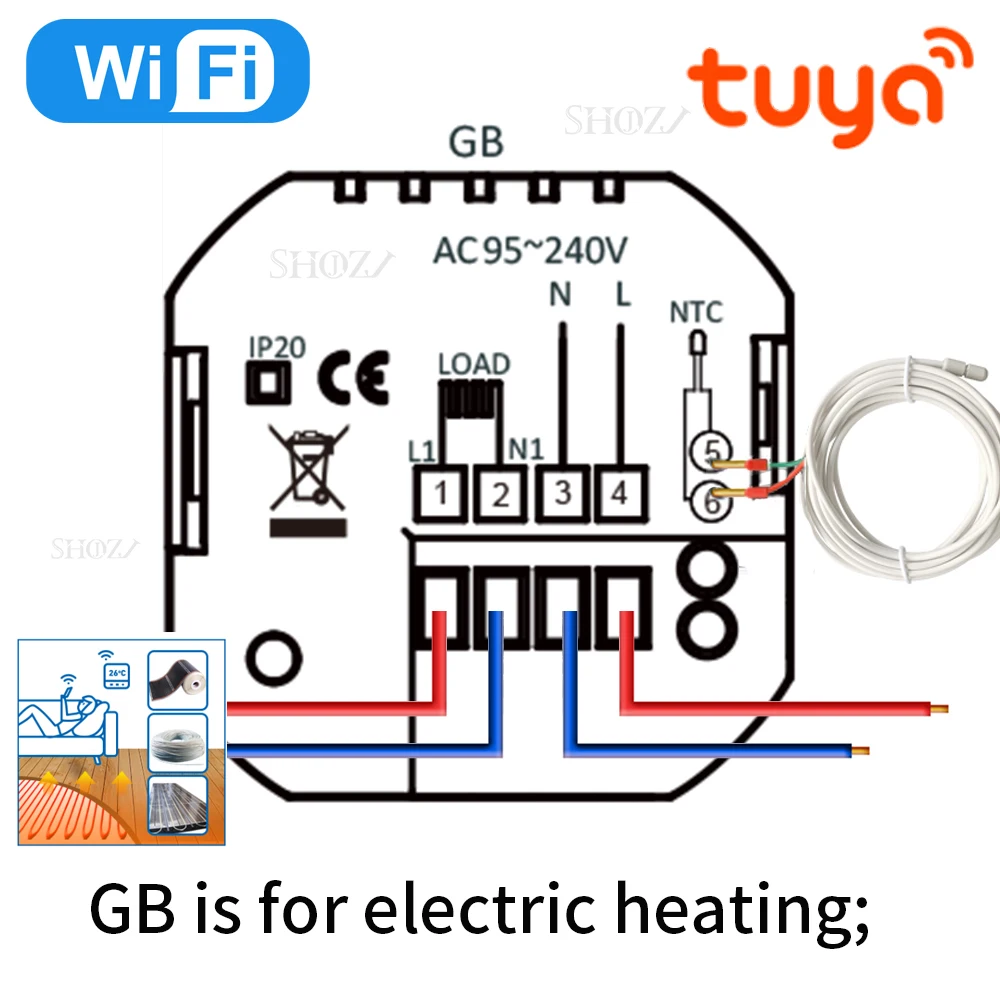 TUYA WiFi-thermostaat met temperatuurstatistieken 0–99 ° C Control, 24V/220V Verwarming Koeling Temperatuurregelaar Voice Alexa