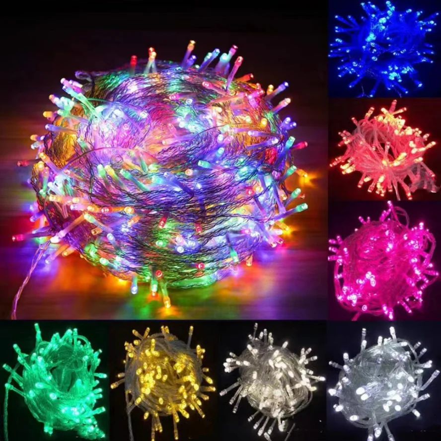 Impermeável LED Fairy String Lights, lâmpada ao ar livre, a pilhas, Natal, aniversário, Home Party Decor, 7 cores