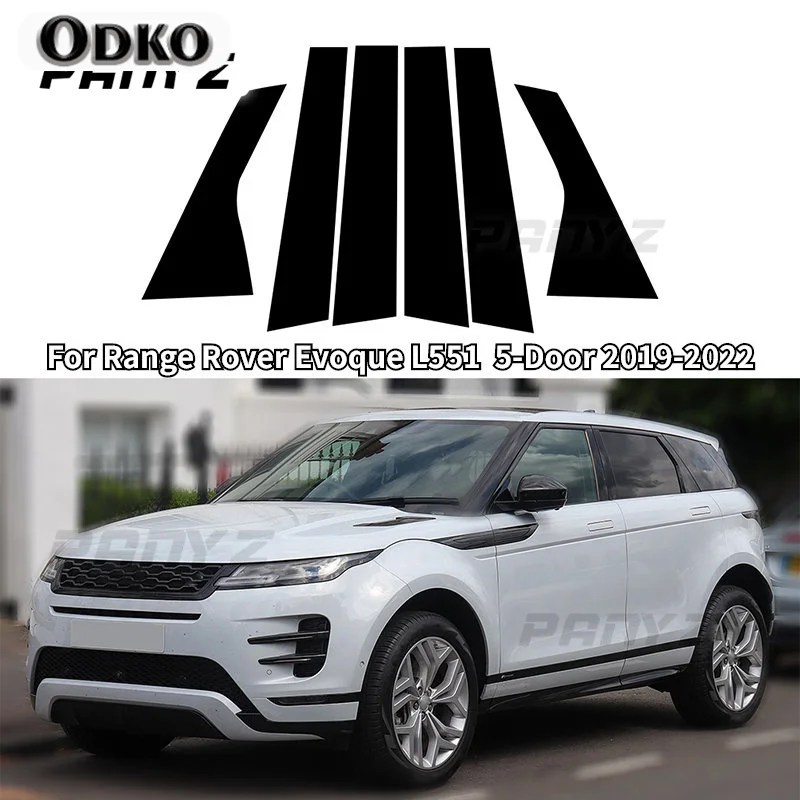 6Pcs Car Pillar Posts for Range Rover Evoque L551 5-Door 2019 2020 2021 2022 Door Window Molding Cover Trims Stickers Decal