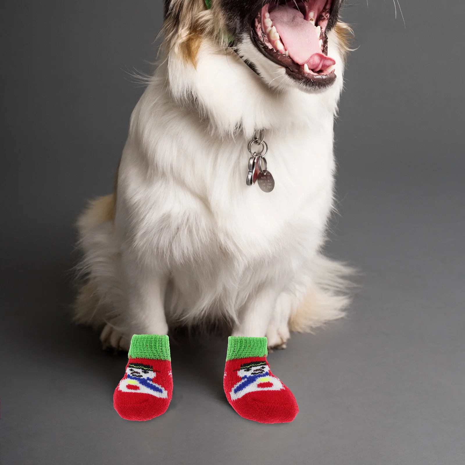 

4Sets Pet Socks Christmas Pattern Non Slip Cotton Dog Cat Puppy Size S Anti Soiled Feet Snow Cold Protection Pet Socks