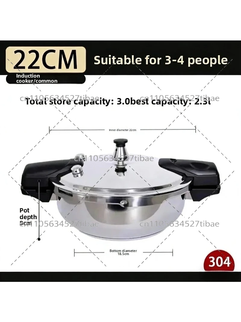304 Stainless Steel Pressure Cooker Mini Pressure Pot Outdoor Quick Cooking Pot for Induction Ceramic Stove Gas Heating
