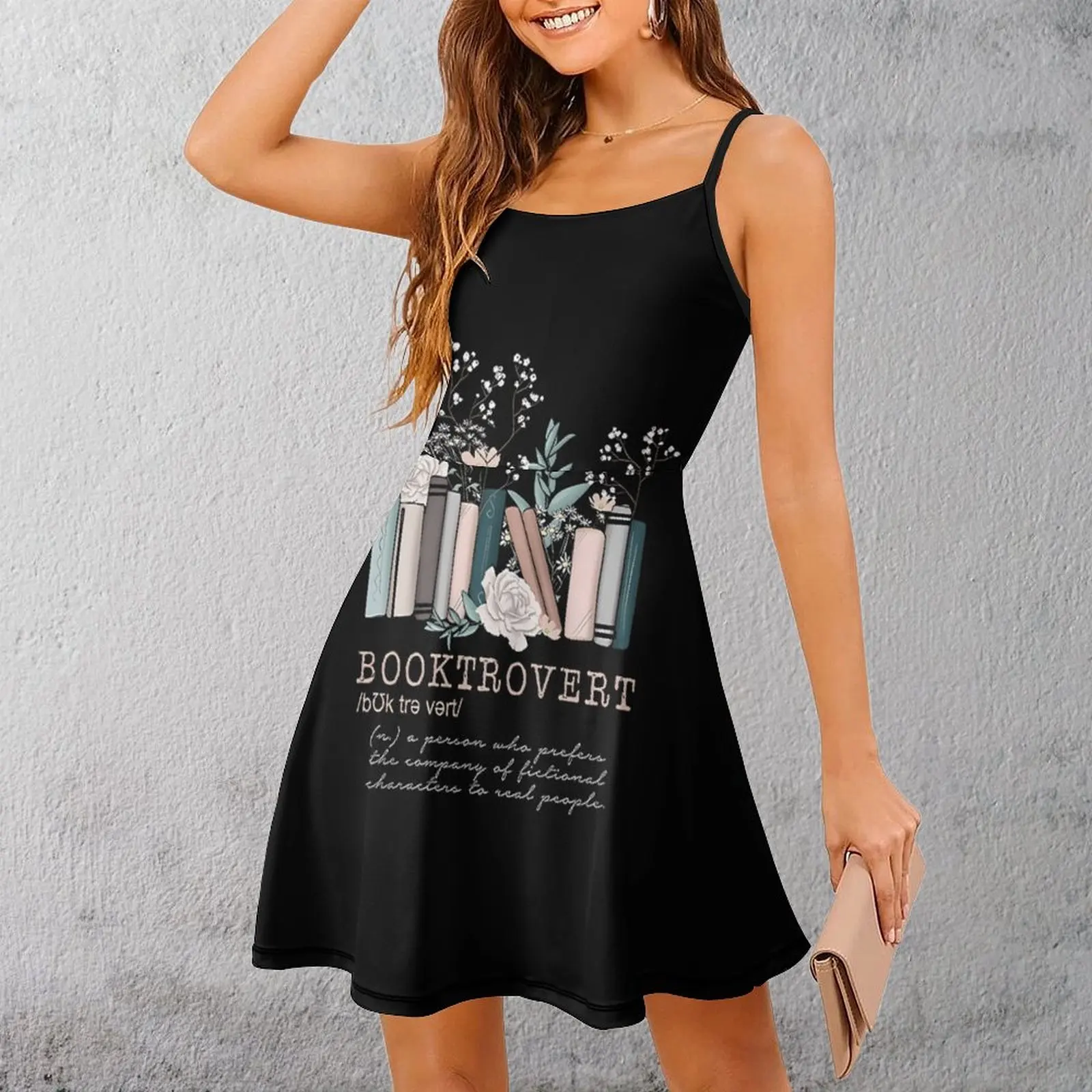 

Женское платье на бретельках с цветочным принтом для любителей книг, новинка, сексуальная женская одежда, забавное платье для коктейлей