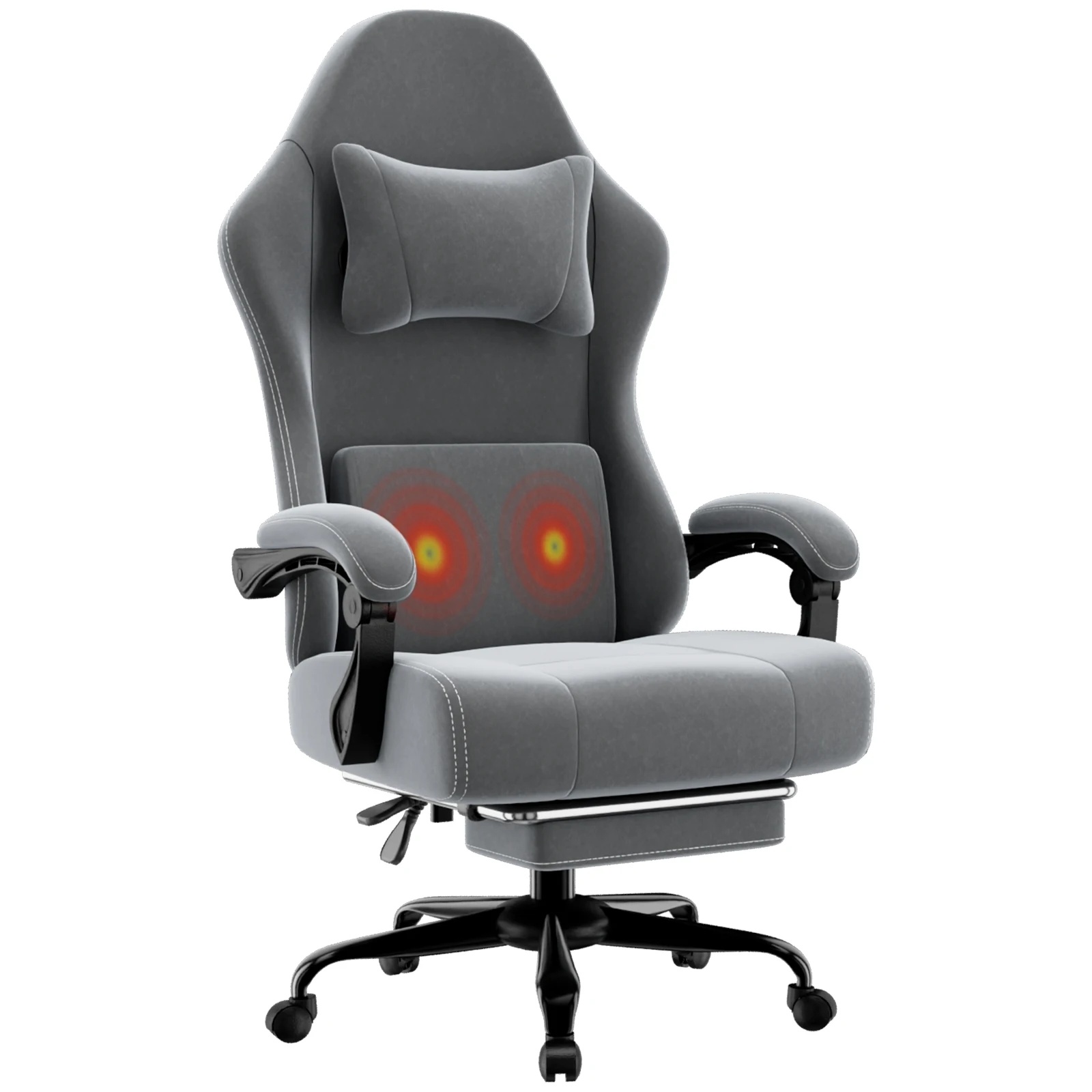 

Ergonomic Gaming Chair Electronic with Massage Adjustable Lumbar Support And Foot Pedals Breathable Fabric Computer Chair