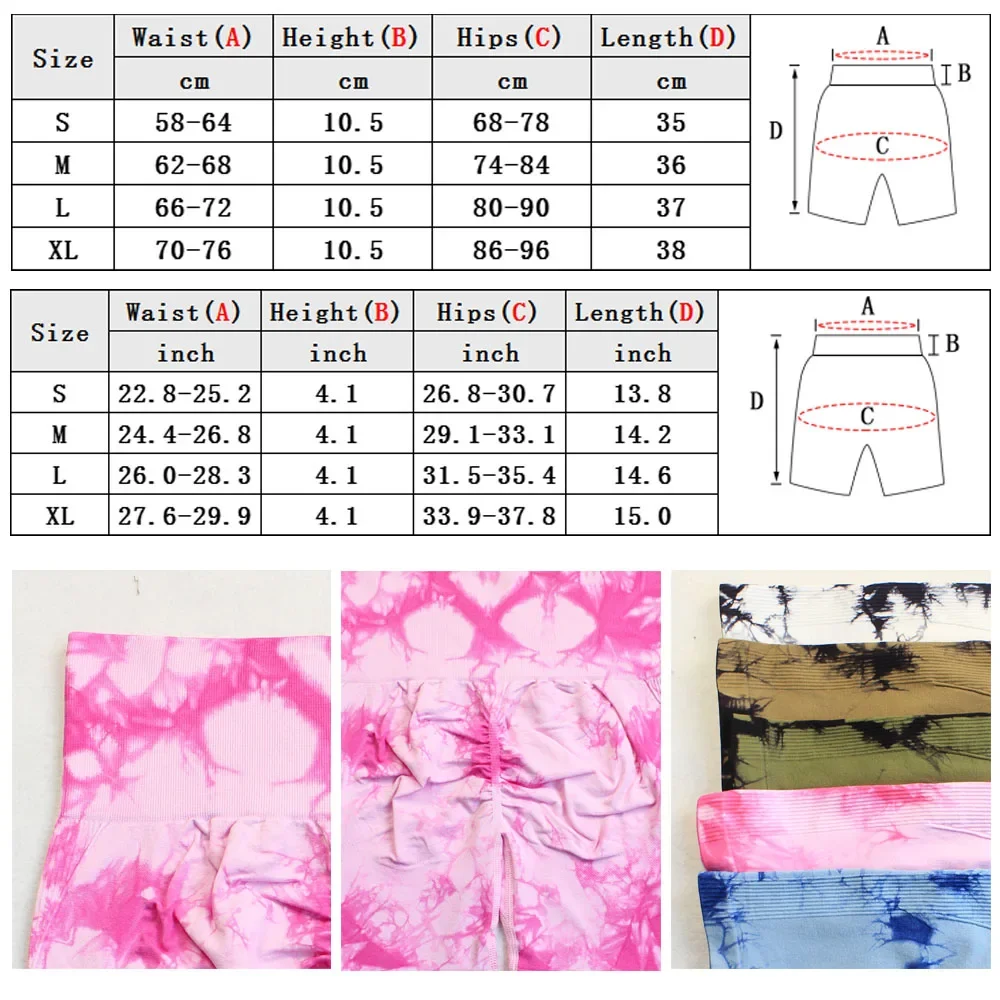 Nahtlose Tie Dye Push-Up Yoga Shorts Für Frauen Hohe Taille Sommer Fitness Workout Laufen Radfahren Sport Gym Shorts Mujer