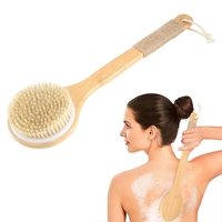 Dry Skin Body Brush Bath Exfoliating Brush Natural Bristles Back Scrubber With Long Wooden Handle For Shower, Remove Dead Skin,