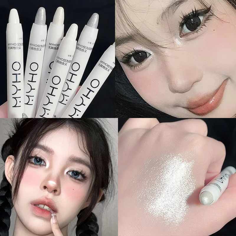 Elmas sedefli beyaz fosforlu yalan ipekböceği kalem Glitter Eyeliner kalem su geçirmez uzun ömürlü parlak göz sopa makyaj