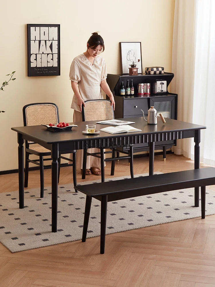 

yj9 All solid wood dining table for home use, small apartment dining table, rectangular shape