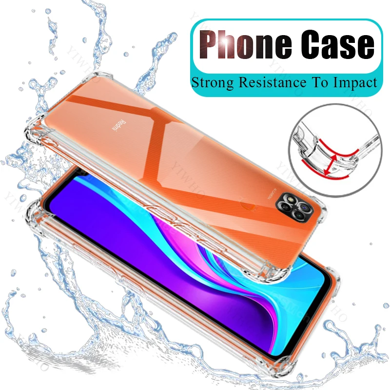 Safety Clear Phone Case for Xiaomi Redmi 9C M2006C3MG TPU Shockproof Thickened Transparent Case for Redmi 9 C Anti-scratch Cover