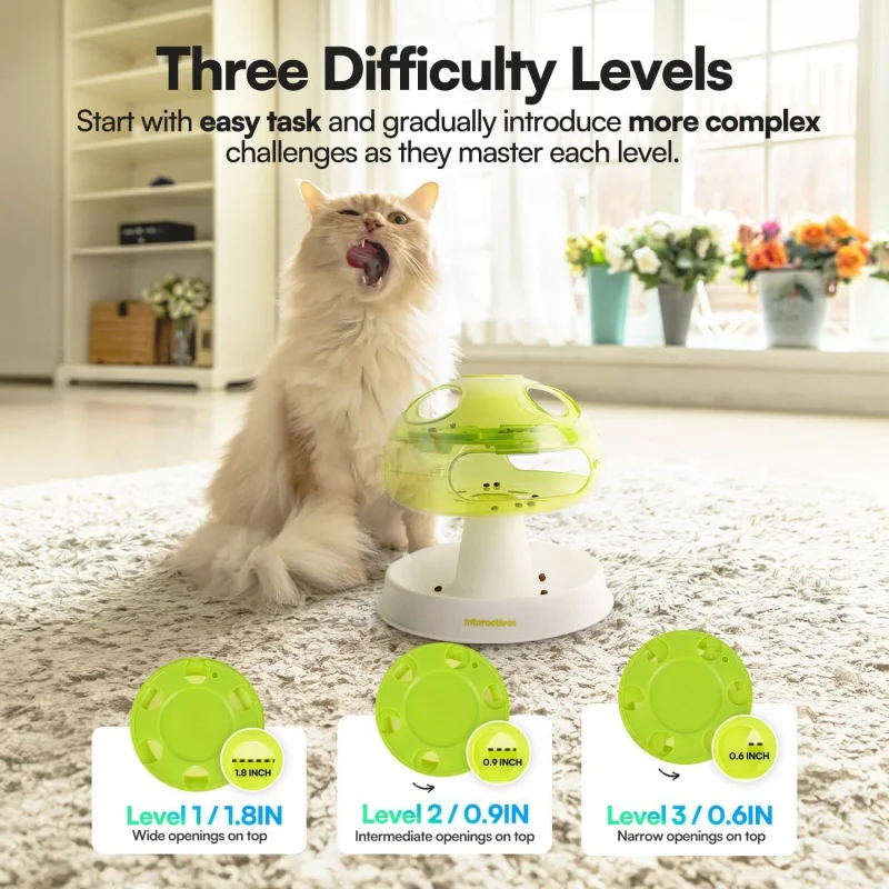 Allforpaws Jouet d'alimentation interactif pour animaux de compagnie, distributeur de nourriture lent en forme de champignon, jouet de puzzle pour dissimuler et distribuer la nourriture aux chats