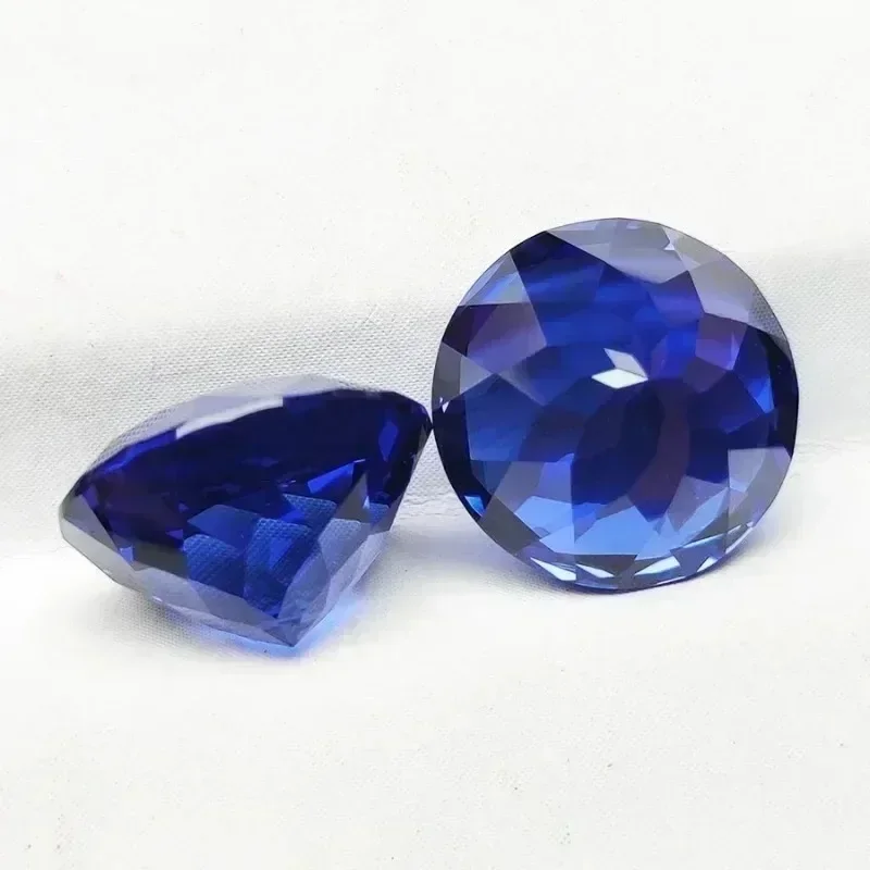 Small Size Lab Grown Sapphire Round Shape Royal Blue Color VVS1 Quality Pendant Gemstone for DIY Jewelry Making No Certificate