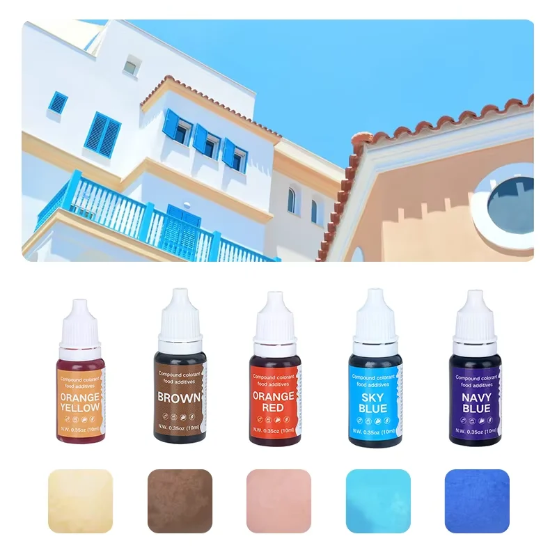 FAIS DU 5pcs Cake Coloring 10ml/0.34oz Bottle Set for Cakes DIY Pastry Baking Decorative Accessories Cake Candy Kitchen Dye Tool