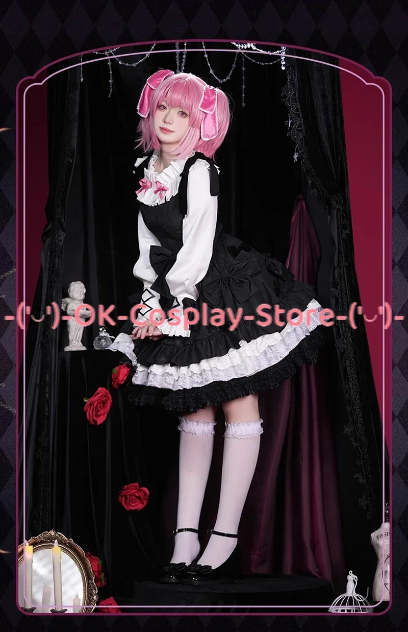 Kaname Madoka Lolita ชุดคอสเพลย์ผู้หญิงอนิเมะ puella Madoka Magi ชุดคอสเพลย์ชุดปาร์ตี้ชุดเครื่องแบบฮาโลวีนทำขึ้นเอง