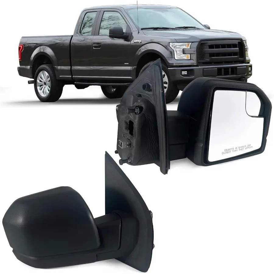 Right Passenger Side Mirror with Power Glass Outdoor Temperature Sensor and Manual Folding for 20152020 F150 Without Turn Sign