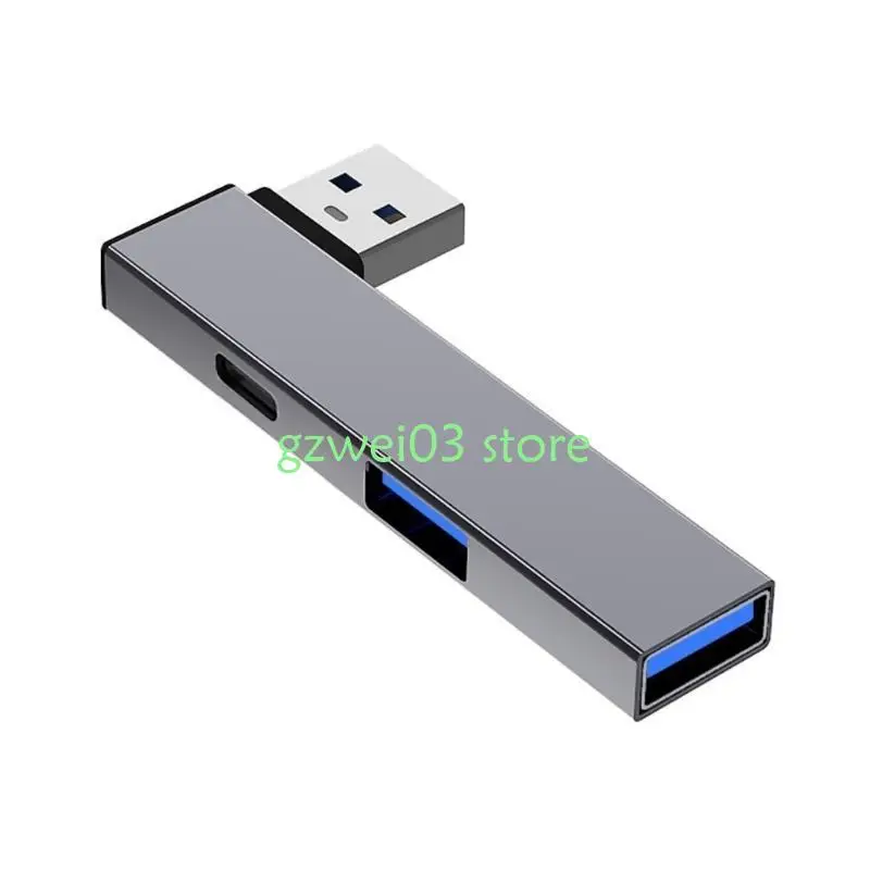 

Y8AC Aluminum USB3.0 Hub USB Splitter USB Extender USB to Type C+USB3.0+USB2.0 Port Hub Adapter for Speed Connectivity